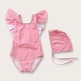 thumbnail image 2 of Bovxnpu Girls One Piece Swimsuit Baby Girl Ruffled Sleeve Graphic 1 Piece SwimSuits With Swim Cap Swimwear (Baby & Little Girl), 2 of 5