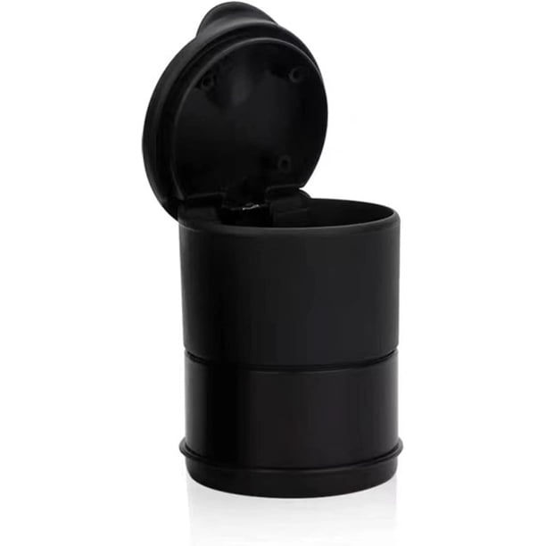 Ceniceros para automóvil, ceniceros para automóvil con tapa, ceniceros, cenicero portátil para automóvil, cenicero con portavasos de plástico, para automóvil, hogar, oficina y viajes, 1 PC (negro)