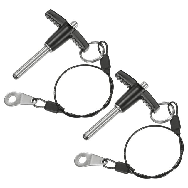 Uxcell 2Pcs T Handle Lock Pins, 6mm Dia. 30mm Usage Long Push-Button Ball Locking Pin