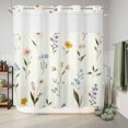 thumbnail image 6 of No Hook Shower Curtain, Spring Floral Shower Curtains for Bathroom with See Through Top Window, Watercolor Summer Elegant Botanical Waterproof & Washable Bath Curtain Standard 72"x72", 6 of 9