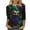 Green, variant on Nmnitkp Spring 2026 Womens Tops Fashion 3/4 Sleeve Tops for Women Mardi Gras Mask Print Loose Crew Neck Women's T-Shirts, Casual Carnival Spring Wear Women's Tops, Tees & Blouses Beige,S