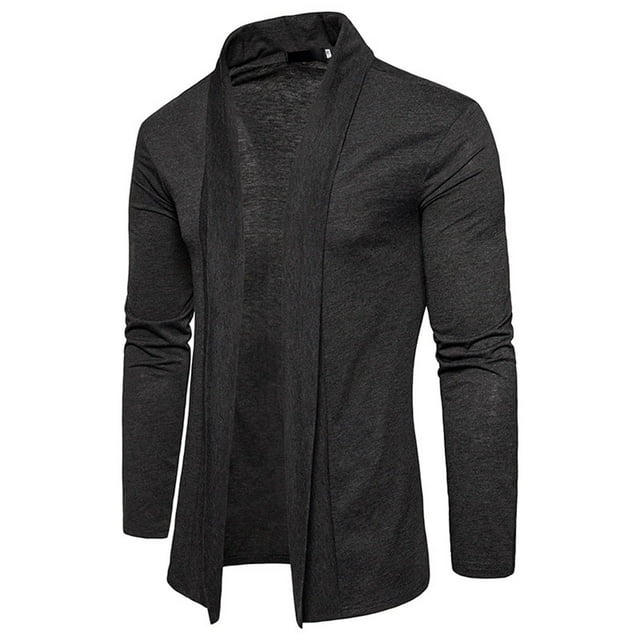 Men No Pockets Solid Cardigan Turndown Casual Shawl Loose Slim Fit Jacket