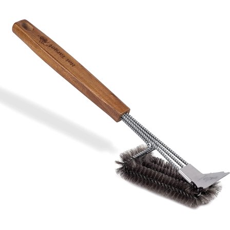 Hot Target Wood Handled Grill Brush and Scraper (18")