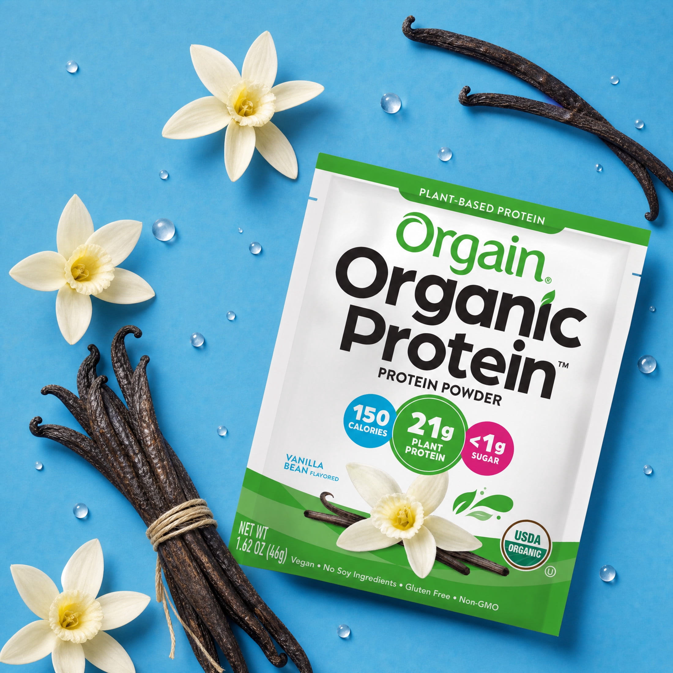 Orgain Organic Vegan 21g Protein Powder Packets, Travel Size - Vanilla, 1ct