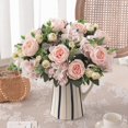 thumbnail image 2 of WMTOKK Artificial Ranunculus Leaf Bouquet Realistic Fake Flower Arrangement for Wedding Handheld Bouquet Wall Decor Home Floral Design (Pink), 2 of 6