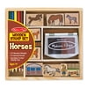 Melissa & Doug Horses Wooden Stamp Activity Arts and Crafts Set with Washable Ink, Pencils