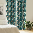 thumbnail image 2 of Ambesonne Beach Theme Window Curtains, Retro Design Hawaiian, Each 28" W x 95" L, Teal Salmon, 2 of 3