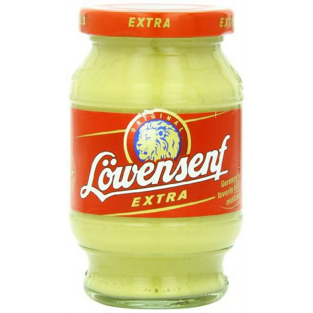 Lowensenf Mustard in Jar, Extra Hot, 9.3 Ounce