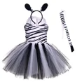 thumbnail image 3 of Disfraz de Halloween para niños, disfraz de animal con temática de bosque, jirafa, vaca, tigre, leopardo, estampado de cebra, vestido de tutú para fiesta de cumpleaños de niñas, 3 of 5