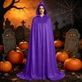 thumbnail image 2 of Lutiedan Medieval Velvet Cloak with Hood for Men and Women Halloween Witch Vampire Cape Cloak Renaissance Full Length Robe, 2 of 6