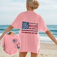 thumbnail image 2 of UVEASISHA Oversized Cotton T-shirts for Women 4th of July Patriotic Shirts Stars and Stripes Graphic Tee Independence Day Casual Street Tops Pink L, 2 of 6