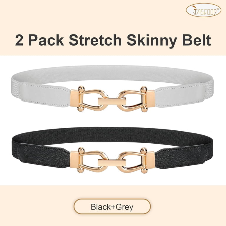 Stretchy Skinny Waist Belt with Gold Buckle - Elastic Adjustable Ladies Belt Amaxiu Elastic Skinny Waist Belt for Women, Metal Thin Belt  main image 4
