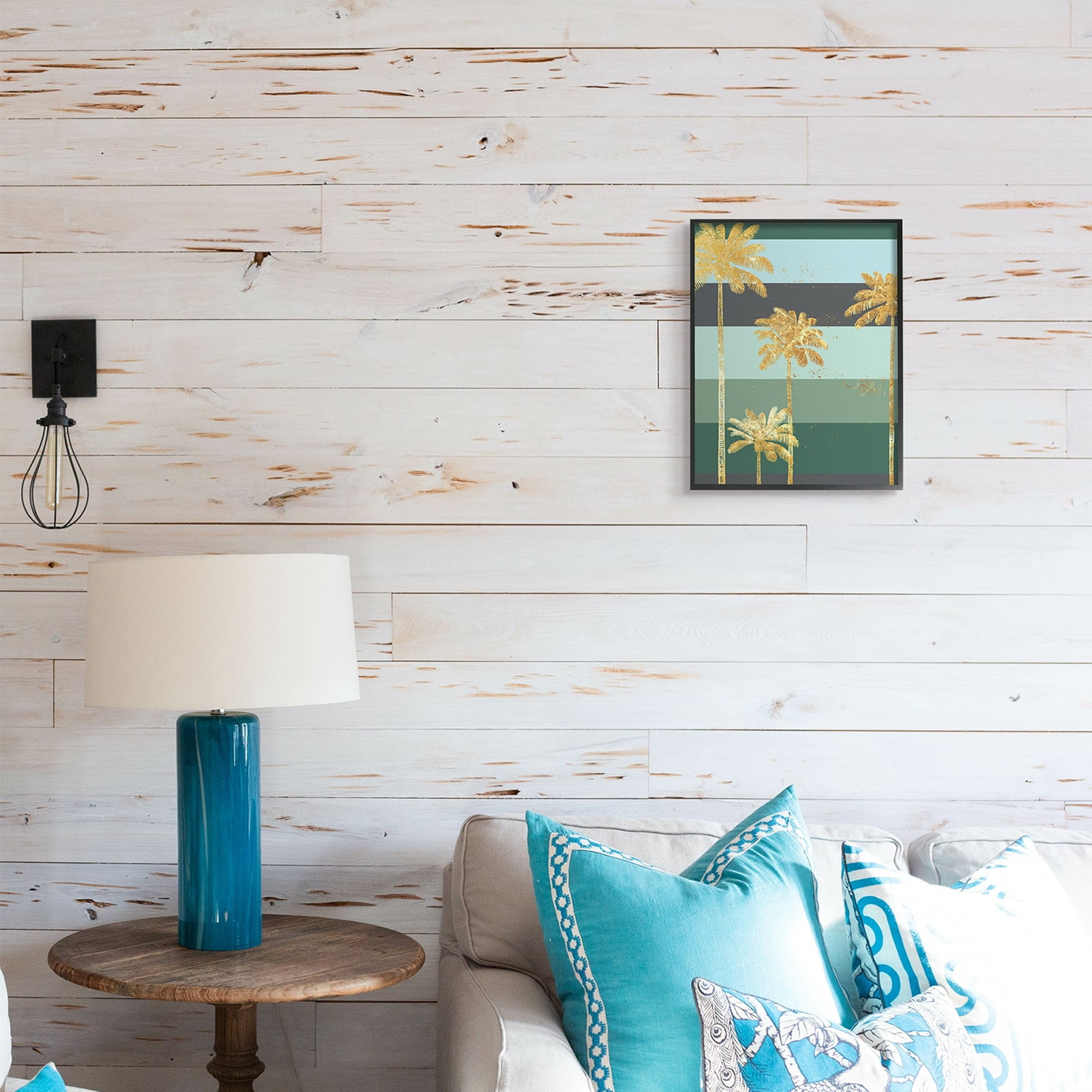 Stupell Industries Glam Tropical Palms over Green Bold Stripes,11 x 14,Designed by Ziwei Li