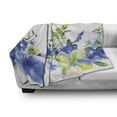 thumbnail image 3 of Watercolor Flower Soft Flannel Fleece Throw Blanket, Swirled Brushstroke Herbs Romantic Feminine Blooming Nature Artwork, Cozy Plush for Indoor and Outdoor Use, 70" x 90", Blue Yellow, by Ambesonne, 3 of 6