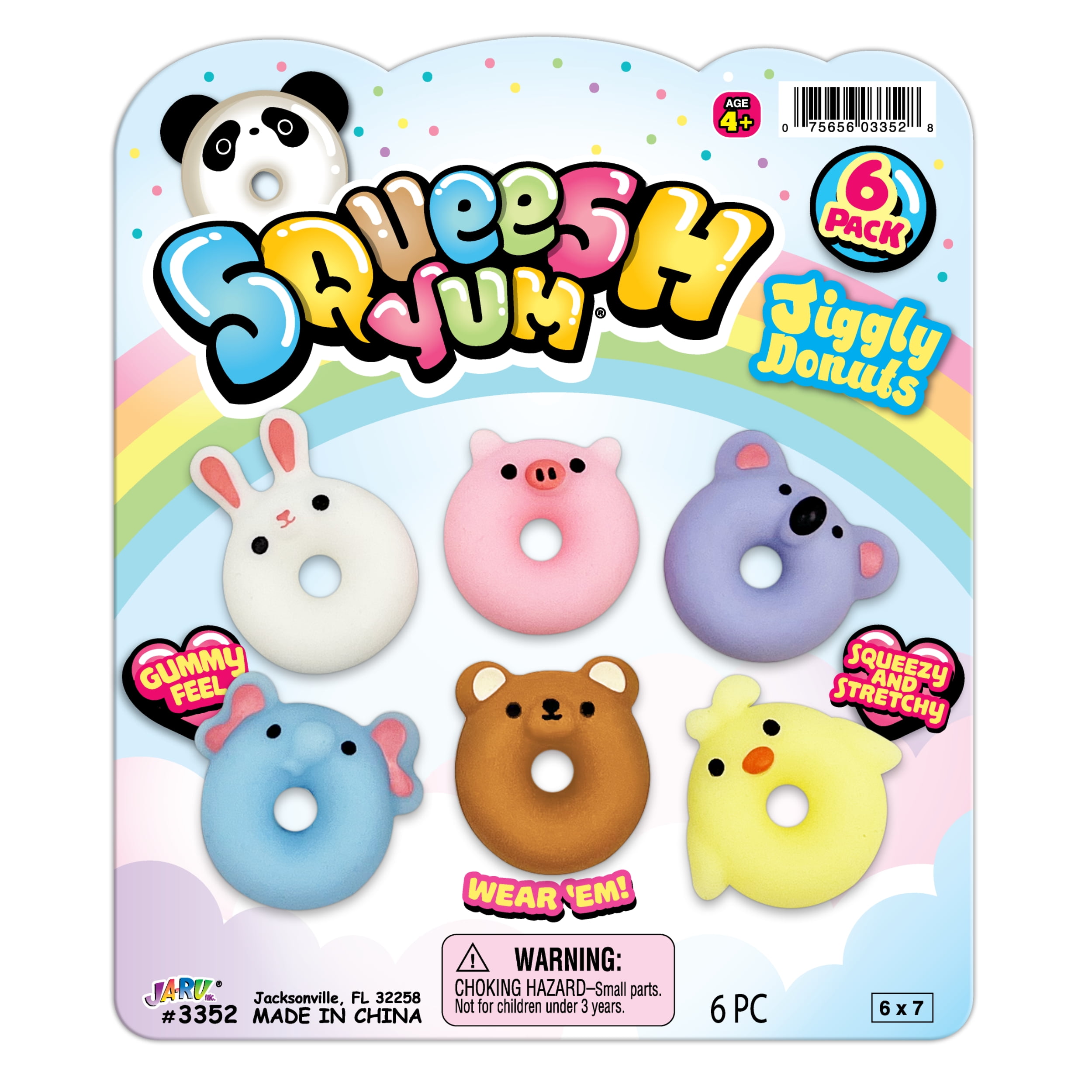 Ja-Ru Squeesh Yum Jiggly Donuts - Value 6 pack- Stretchy Fidget