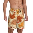 thumbnail image 2 of Naloa Autumn Animal Maple Leaves Men's Short Pajama Pants, Pj Shorts, Lounge Comfort Shorts-Small, 2 of 6