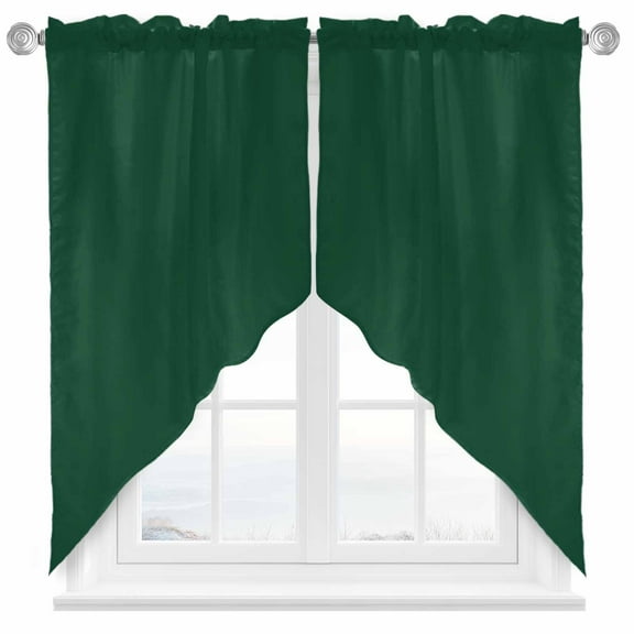 Solid Color Swag Valances for Windows 2 Pack Sea Green Swag Kitchen Curtains 45 Inches Long Rod Pocket Short Window Treatment for Kitchen Bathroom 36"x45"