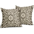 thumbnail image 2 of Dark Brown Pillow Covers 18x18 Set of 2 Brown Cream Bohemian Ethnic Carpet Boho Style Vintage Flower Print Decorative Throw Pillows Outdoor Square Cushion Cases Farmhouse Decor for Home Sofa Bed, 2 of 6