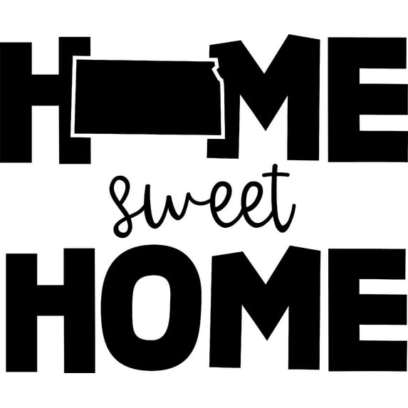 Home Sweet Home Kansas Native Hometown Love Wall Decals for Walls Peel and Stick wall art murals Black Small 8 Inch