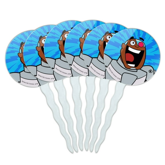 Teen Titans Go! Cyborg Cupcake Picks Toppers Decoration Set of 6