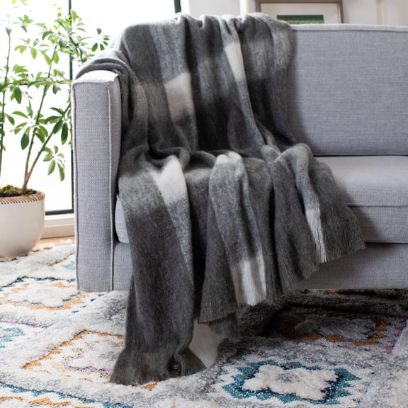 SAFAVIEH Aspen Throw Blanket Grey / White