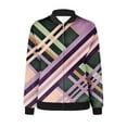 thumbnail image 4 of Women's Bomber Jacket Casual Printed Baseball Coat Long Sleeve Outerwear Windbreaker with Pockets Zip Up Cropped Sweatshirt (Pink S), 4 of 5