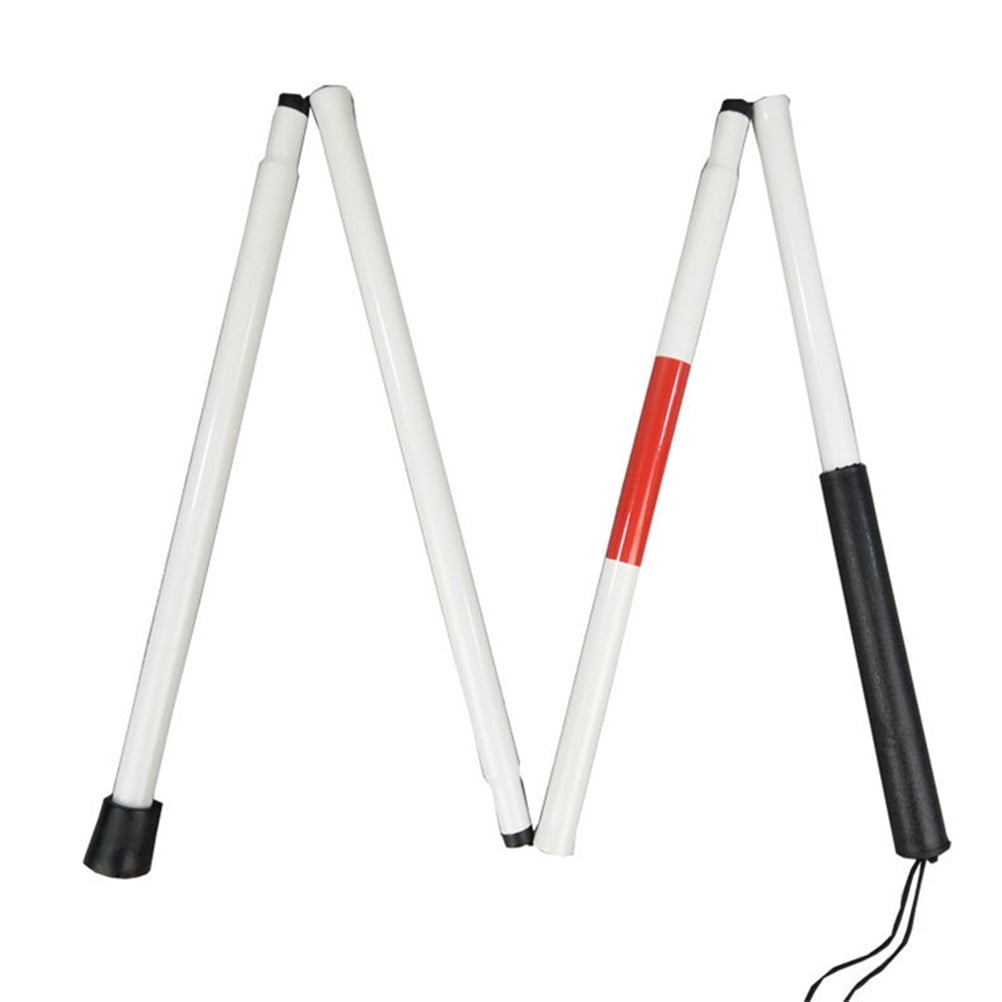 Frcolor Folding Blind Cane Reflective Red Folding Walking Stick For