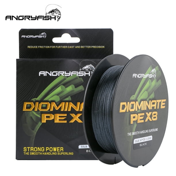 Redcolourful Angryfish Diominate Pe X8 Fishing Line 500m/547yds 8 Strands Braided Fishing Line Multifilament Line Black 2.0#:0.23mm-30lb Black 2.0#:0.