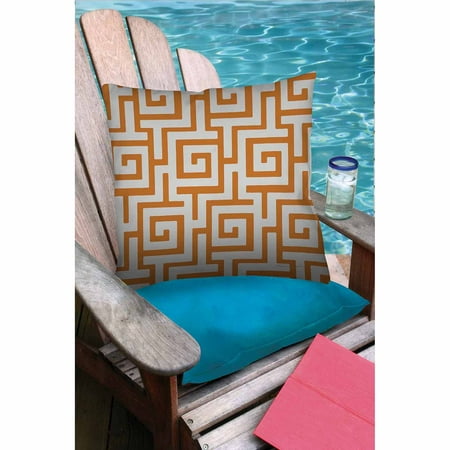 Thumbprintz Greek Key I Orange Outdoor Decorative Throw Pillow