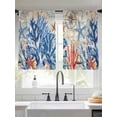 thumbnail image 4 of Sheer Curtains 45 Inches Long, Blue Coral Coastal Light Filtering Window Curtains for Living Room, Summer Beach Vintage Nautical Starfish Rod Pocket Voile Sheer Curtain Drapes, 52"W x 45"L, 2 Panels, 4 of 8