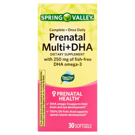 Spring Valley prénatale Multi + DHA Compléments alimentaires Gélules, 30 count