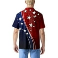 thumbnail image 5 of Men's Patriotic Pocket Detail Henley Shirt, Short Sleeve Button-Up Top with Retro American Flag Design ,Navy L, 5 of 5