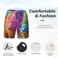 thumbnail image 5 of Lsque Mens Swim Trunks Rainbow Melting Ice Cream Pattern - Bathing Suit Compression Liner - Beach Swim Shorts Swimwear - (S-3XL) - Stretch Quick Dry -, 5 of 9