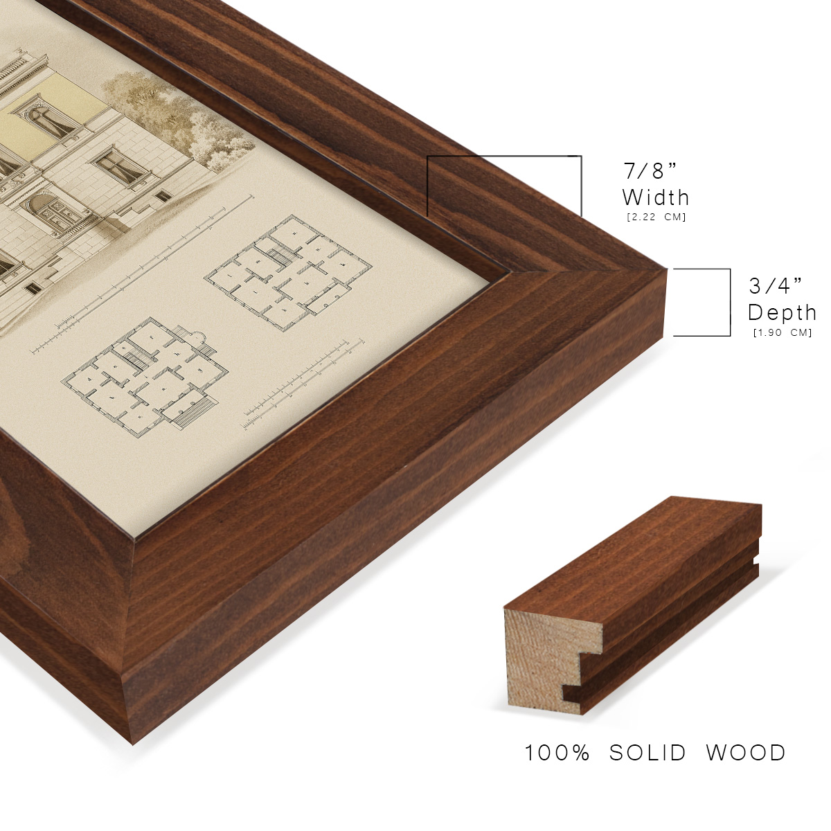 Estate and Plan V -Framed Print w/glass-Chestnut