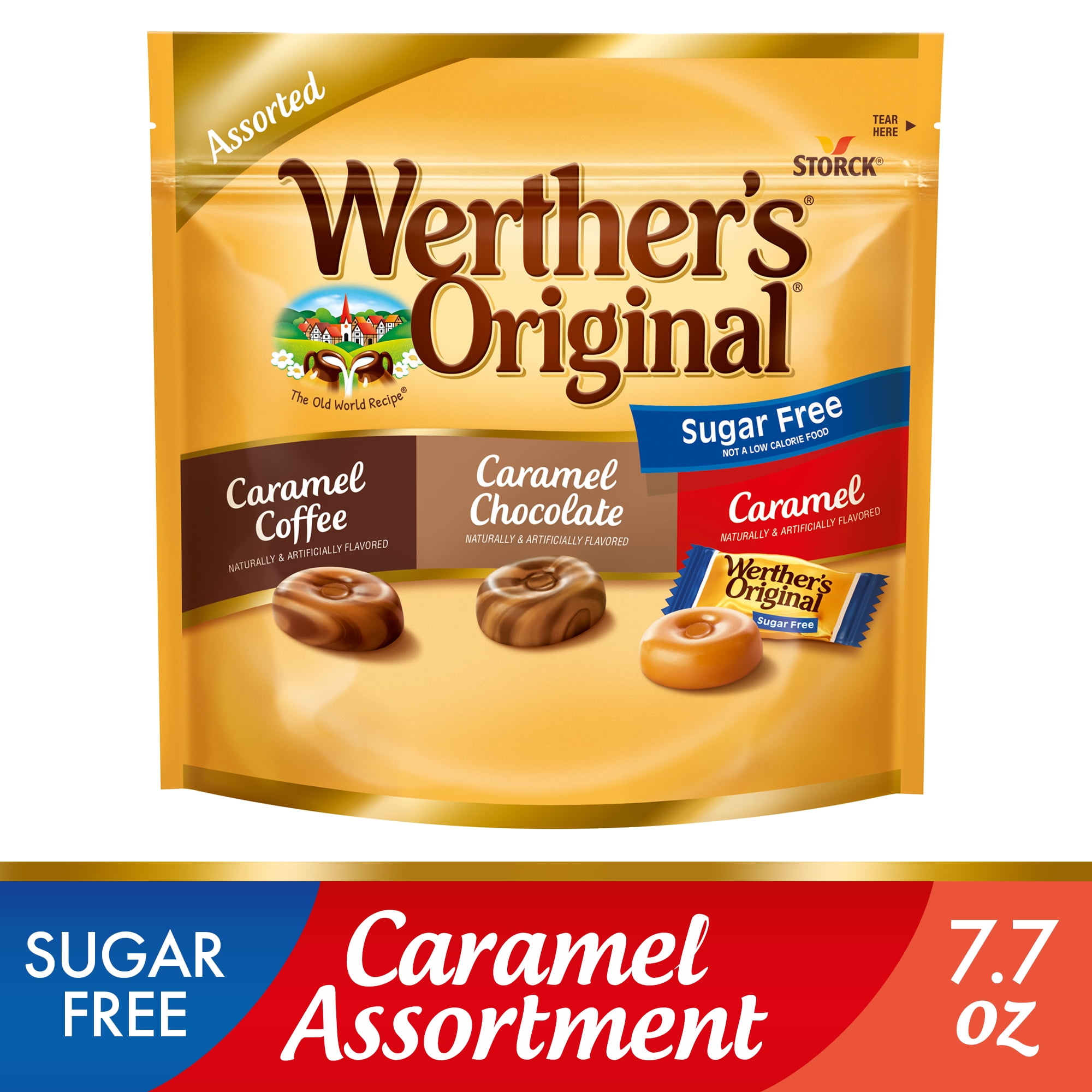 Werthers Original Hard Sugar Free Assorted Flavors, Caramel Coffee, Caramel Chocalate, Caramel Candy 7.7 oz