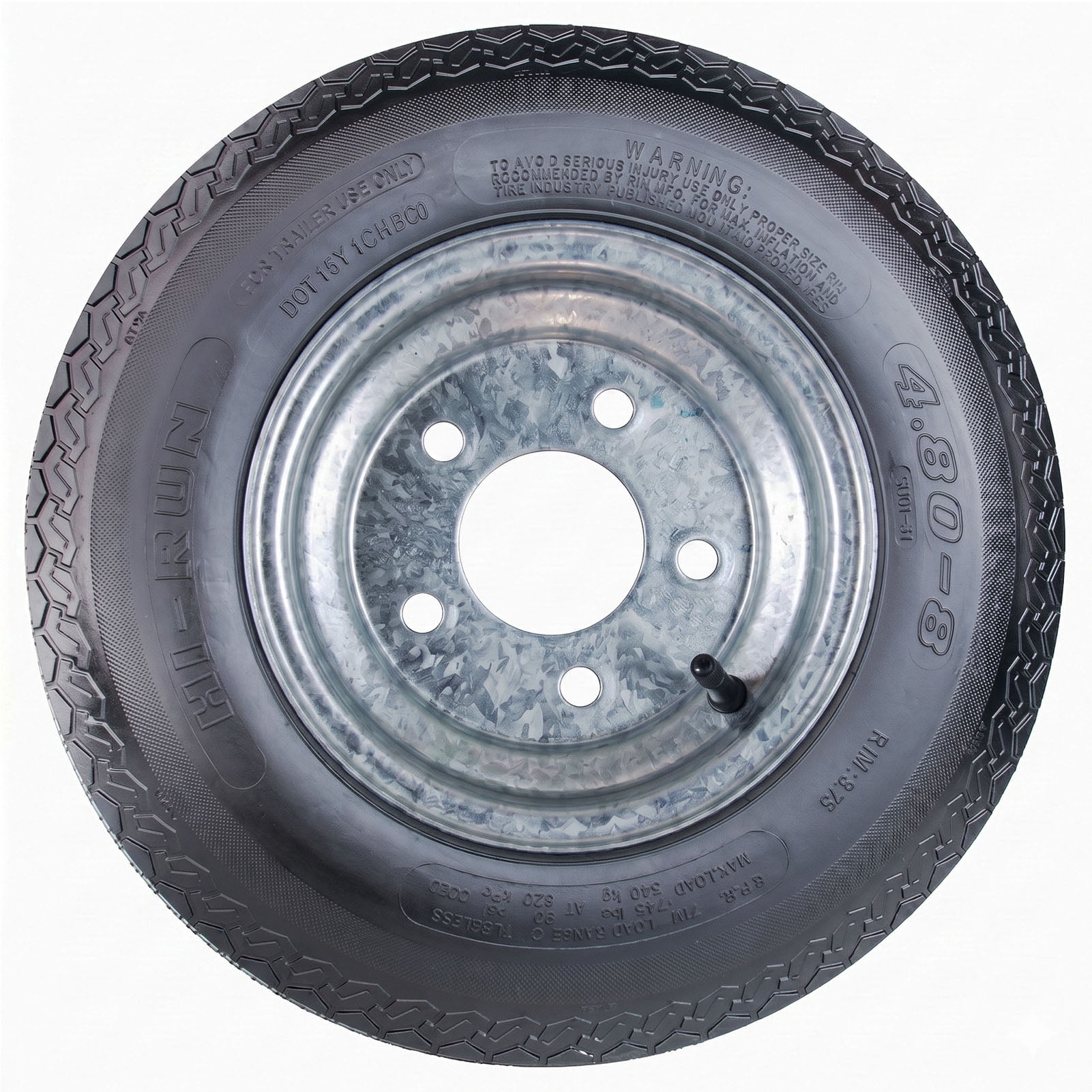 Hi-Run 2 Set SU01 4.80-8 4PR Boat Trailer Tire with 5-Lug Galvanized Wheel Assembly