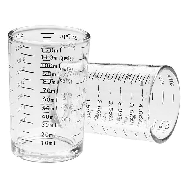 veasfak 2 Pieces Glass Measuring Cup Graduated Beaker Measuring Container for Coffee Black