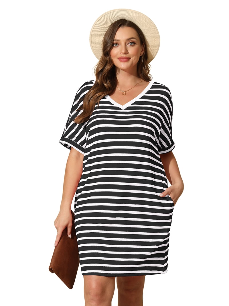 plus size striped t shirt dress Red Striped Plus Midi T-Shirt Dress PinkBlush