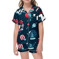 thumbnail image 3 of WEAIXIMIUNG Ensemble de Pyjama Décontracté pour Enfants de Noël Imprimé, Chemise à Col Boutonnée à Manches Courtes et Short 10-11 Ans, 3 of 5