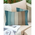 thumbnail image 6 of Pack of 2 Outdoor Pillow Covers, Retro Farmhouse Blue Green Brown Ombre Wood Grain Waterproof Square Throw Pillowcase Cushion Decorative Pillow Covers for Couch Patio Tent, 20x12 in, 6 of 6