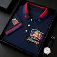 thumbnail image 2 of CONZONE 250Th Anniversary Usa Mens Polo Shirt Short Sleeve Independence Day Polo Shirt for Men Patriotic Usa Flag Embroidery Breathable Loose Fit Cozy 4Th Of July Golf Shirts, 2 of 3