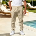 thumbnail image 6 of WAYUTE Boys Pants Solid Color Trousers Comfortable Elastic Waist Soft Blend Flat Front Design for Everyday Play and School Casual Outdoor,9-10 Y,Beige, 6 of 6