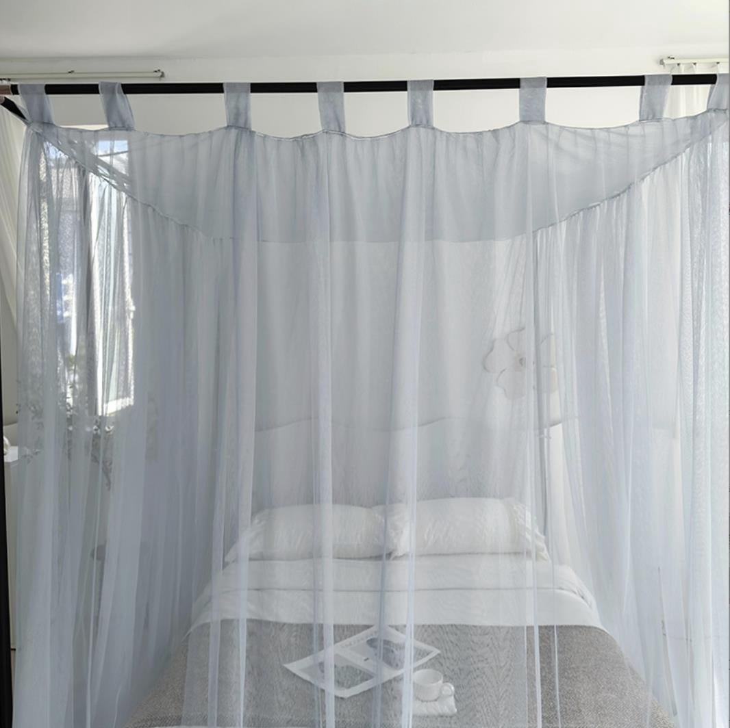 Mosquito Net for Bed 4 Corner Post Lace Canopy Curtains Encrypted Mosquito Net Floor Curtain with Metal Bracket for Girls Bed Adult Bedroom Kids Rooms