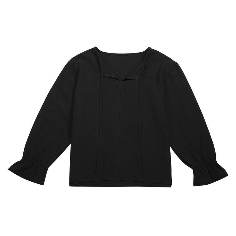 Hjtefg Boys' Ruffled Dress Shirt - Elegant Long Sleeve Blouse | Classic  Button-Down Top,Color: Black Size: 6-8 Years - Walmart.com