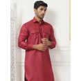 thumbnail image 5 of Punjabi Kurta Pajama Set Pathani Solid Color Indian Wear for Men (Maroon, 3XL), 5 of 8