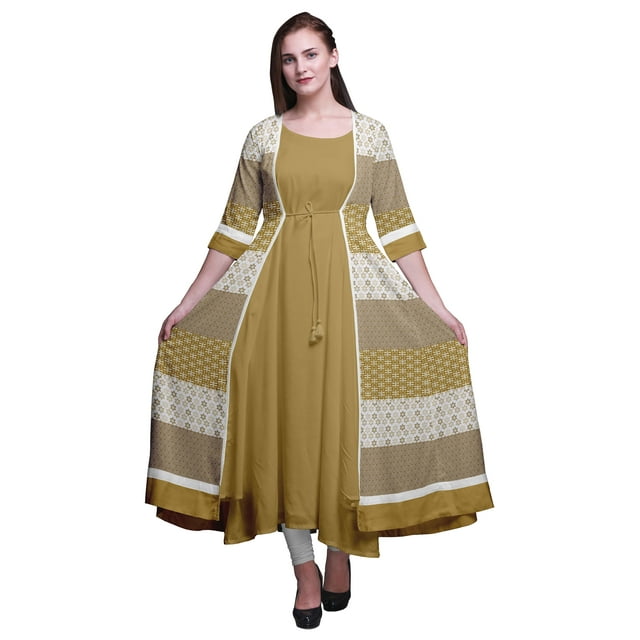 Bimba Kurtis Indiennes pour Femmes Tenue de Fête Anarkali Kurta Imprimée Évasée Kurti Ethnique