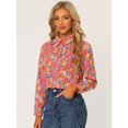 thumbnail image 2 of CamiFloral Con Botones Y BluDe ManLarCon Cuello En PunPaMujer NaranXS, 2 of 4