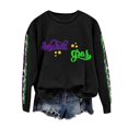 thumbnail image 2 of Outfmvch Chemises Mardi Gras pour Femmes, Chemises à Manches Longues pour Femmes, Hauts Mardi Gras pour Femmes, Chandail en Molleton Mardi Gras pour Femmes, Hauts Violets pour Femmes, Imprimé Carnaval Col Rond Manches Longues Noir S, 2 of 4