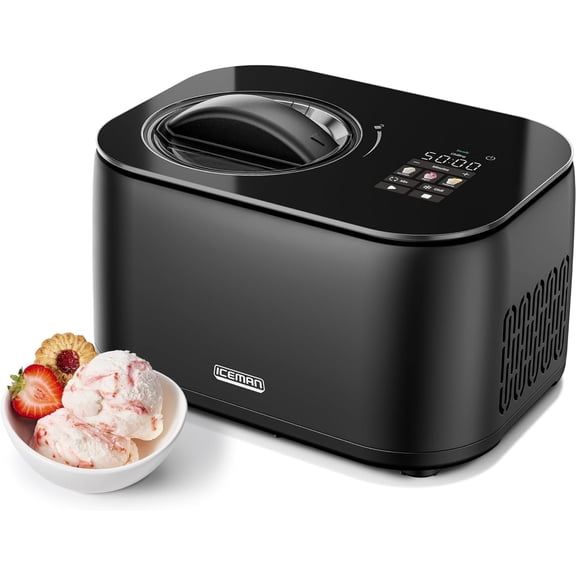 by Ice Cream Maker No Pre-Freezing with Built-In Compressor Makes Ice Cream Froyo Sorbet Sherbet Italian Ice Frozen Yogurt Digital Display w/ 3 Presets 2 Pint Inserts Included