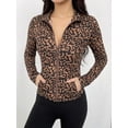thumbnail image 5 of Women's Leopard-Print Zip-Up Long Sleeve Fitness Jacket, 5 of 6